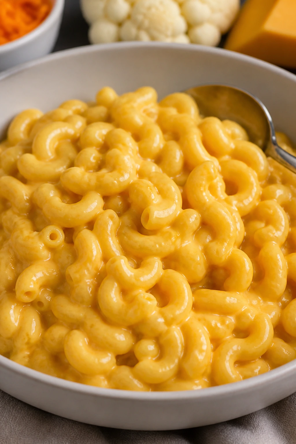 Creamy hidden-veggie mac and cheese in a bowl