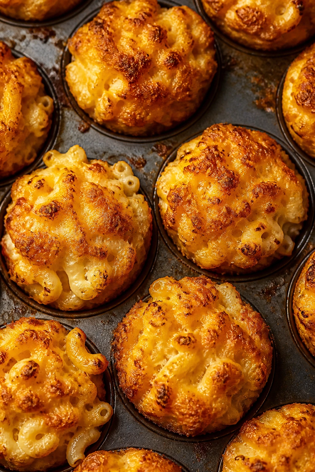 Mac and cheese muffins with golden crust