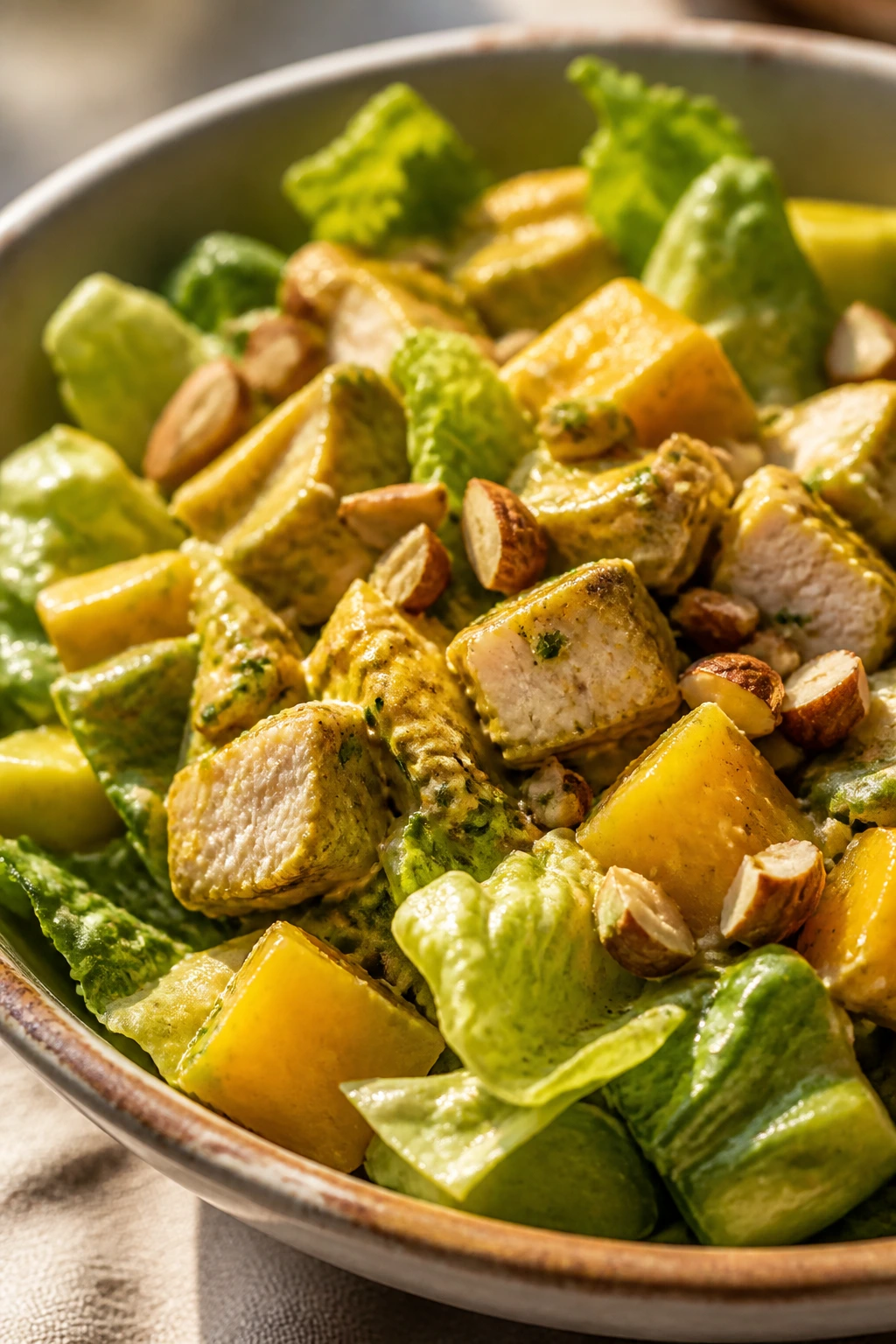 Curry salad with mango chunks in place of grapes