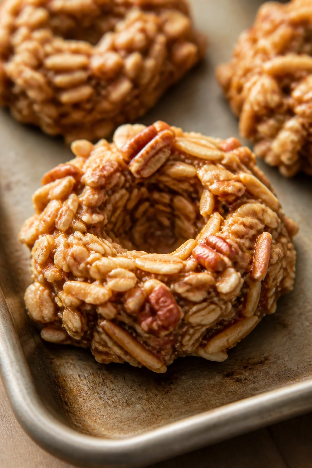 Maple pecan nest cookie with oats and pecans