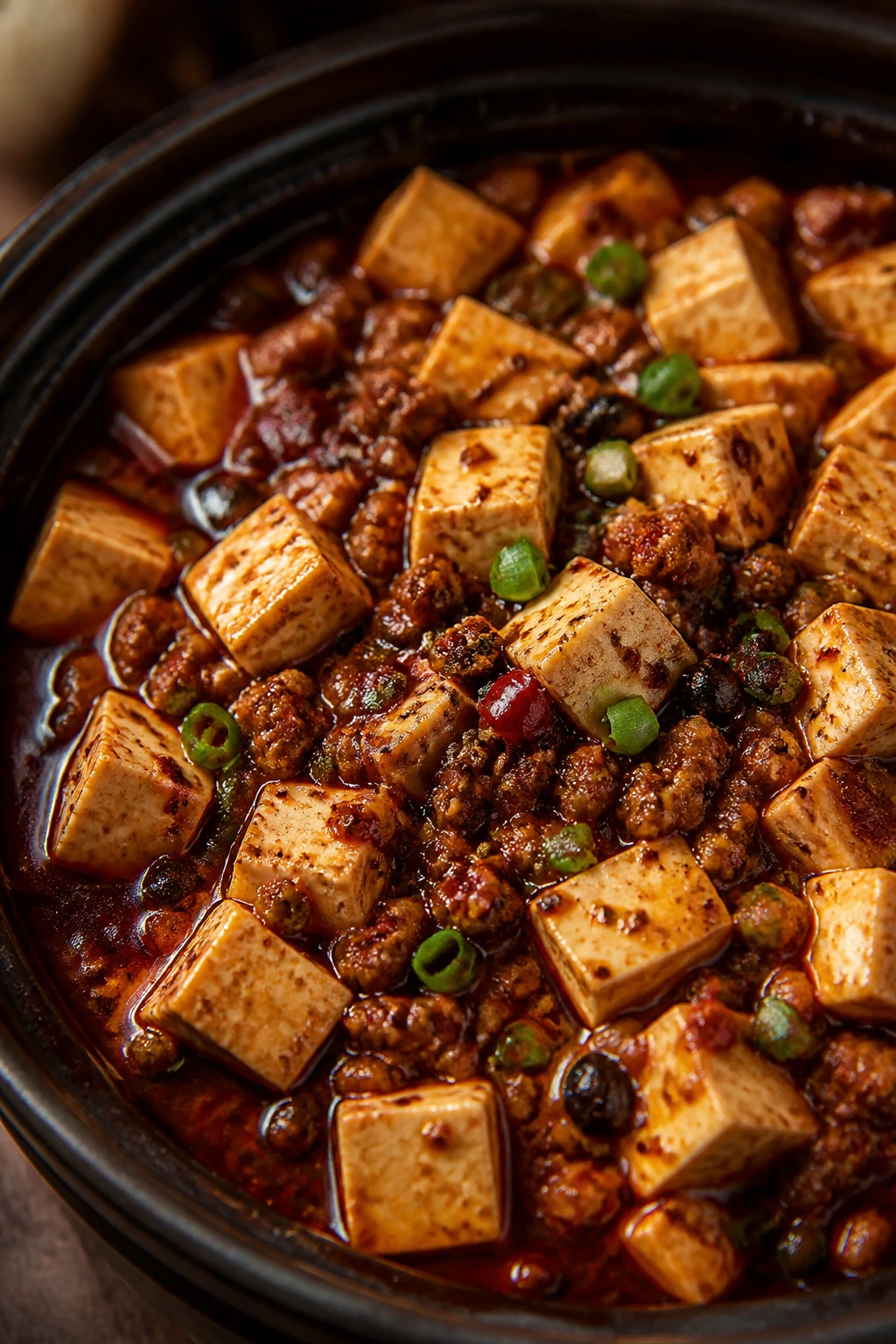 Mapo tofu with ground pork in spicy sauce