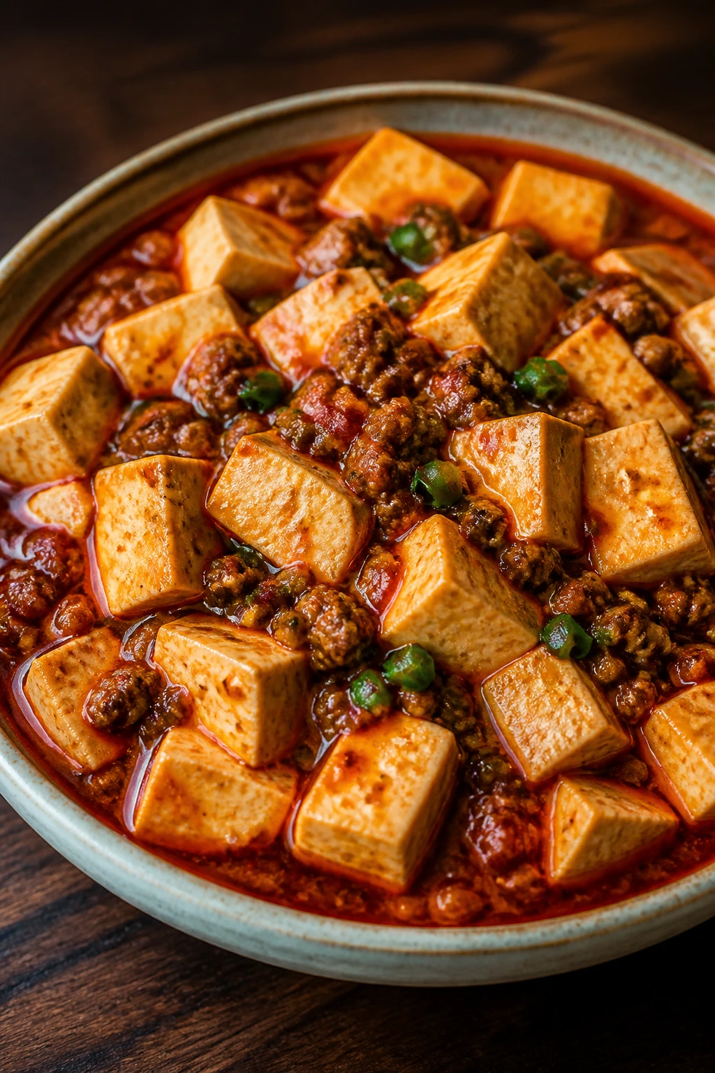 Silky mapo tofu with ground pork in red sauce