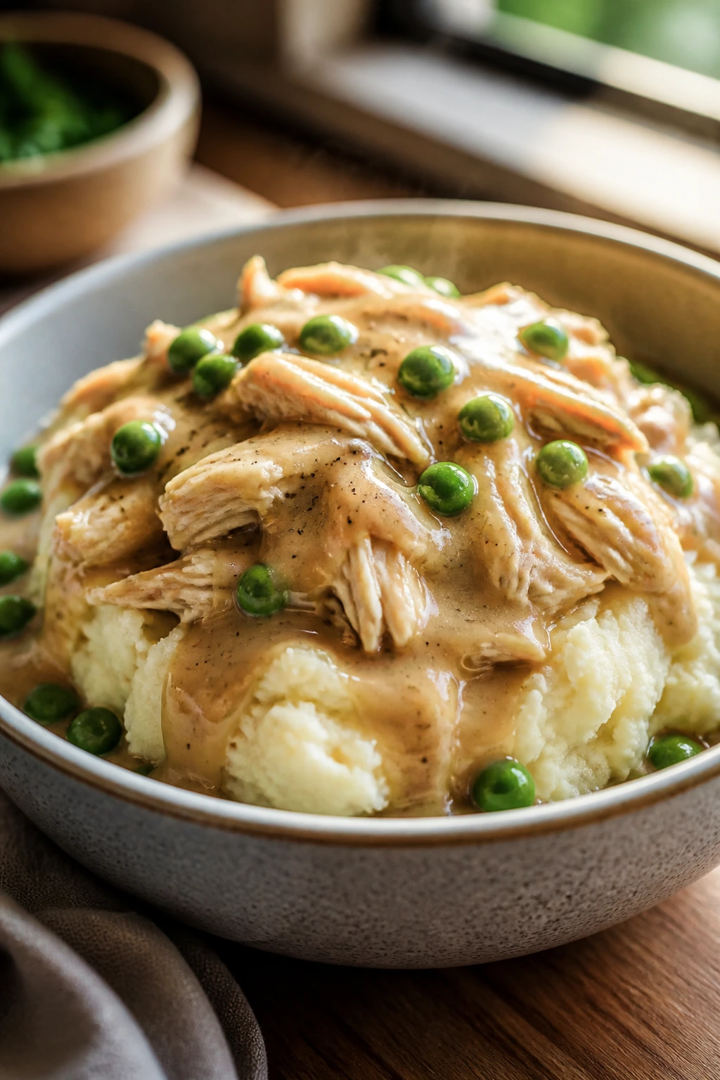 Mashed potato bowl with chicken and gravy