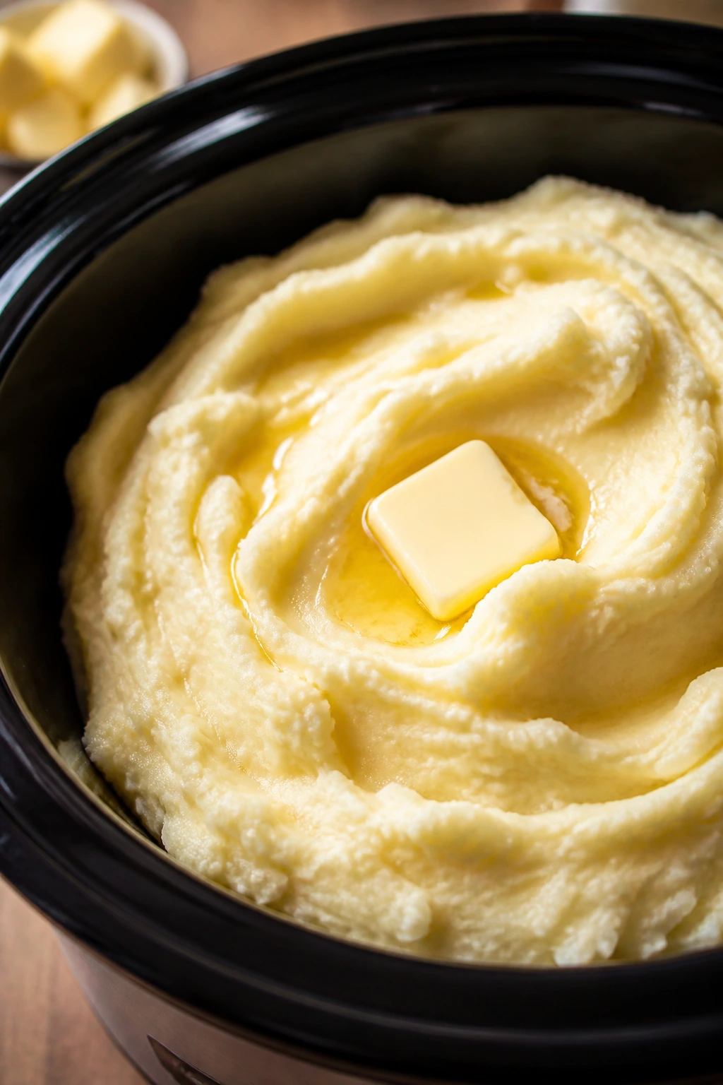 Creamy mashed potatoes in a crockpot