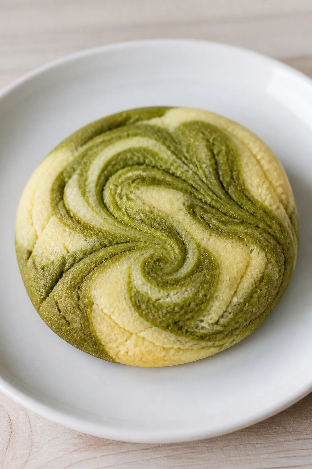 Close-up of matcha marble rainbow cookie