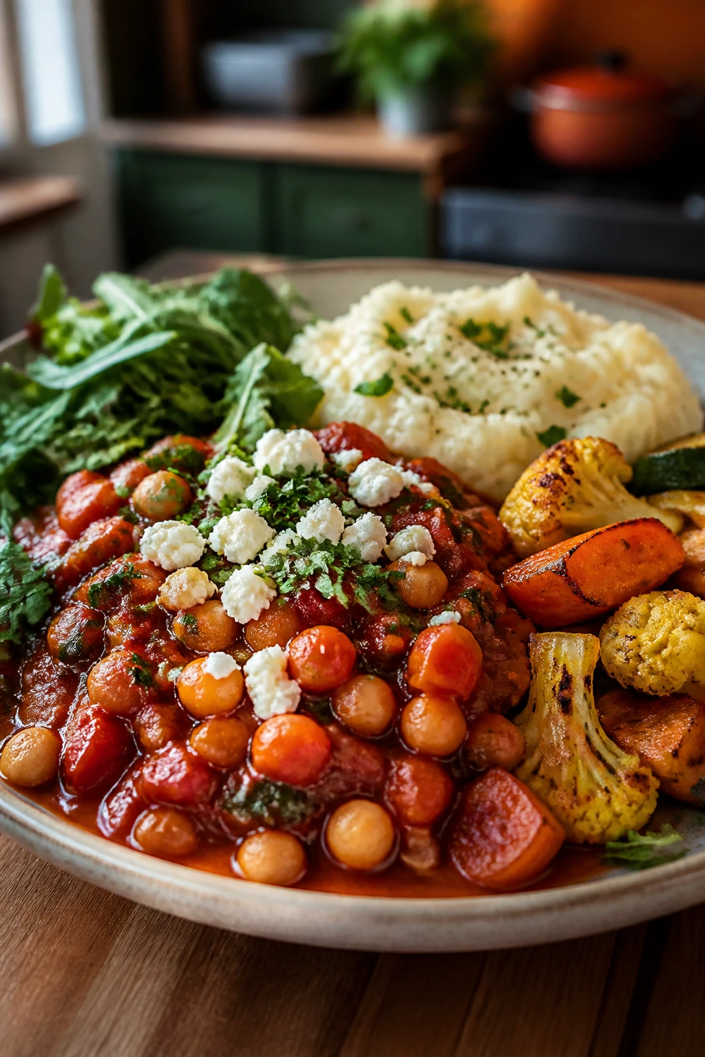Hearty vegetarian dinner plate illustrating meatless Monday concept