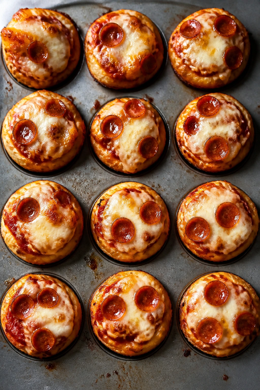 Close-up of mini pizza muffins on a plate