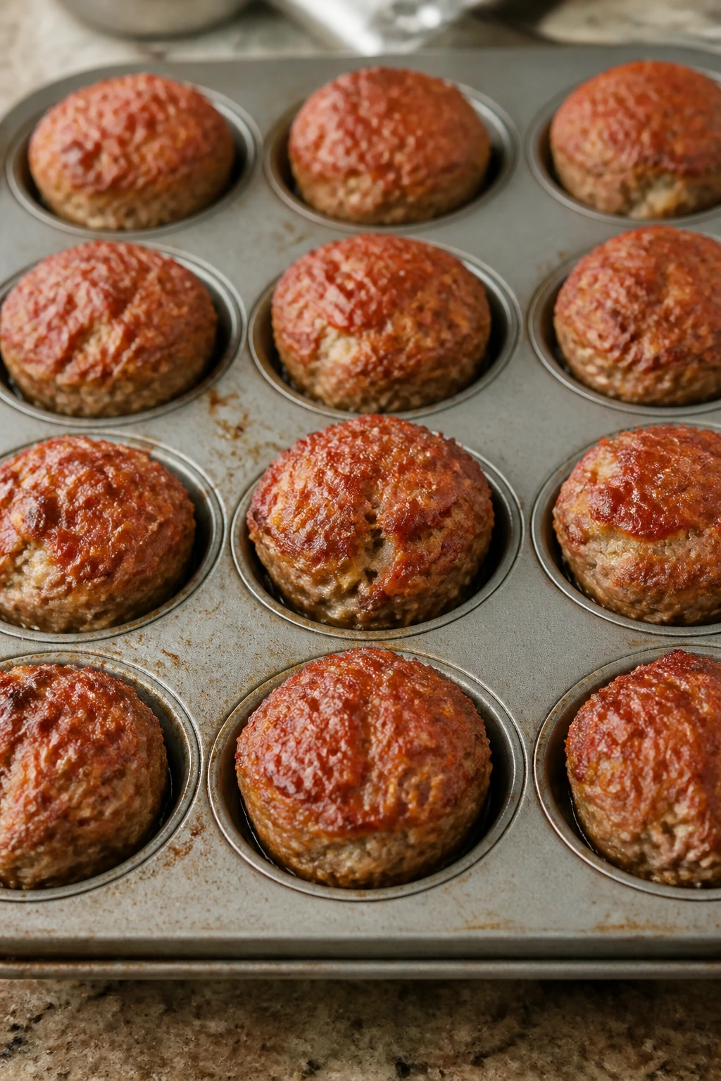 Turkey meatloaf muffins in muffin tin