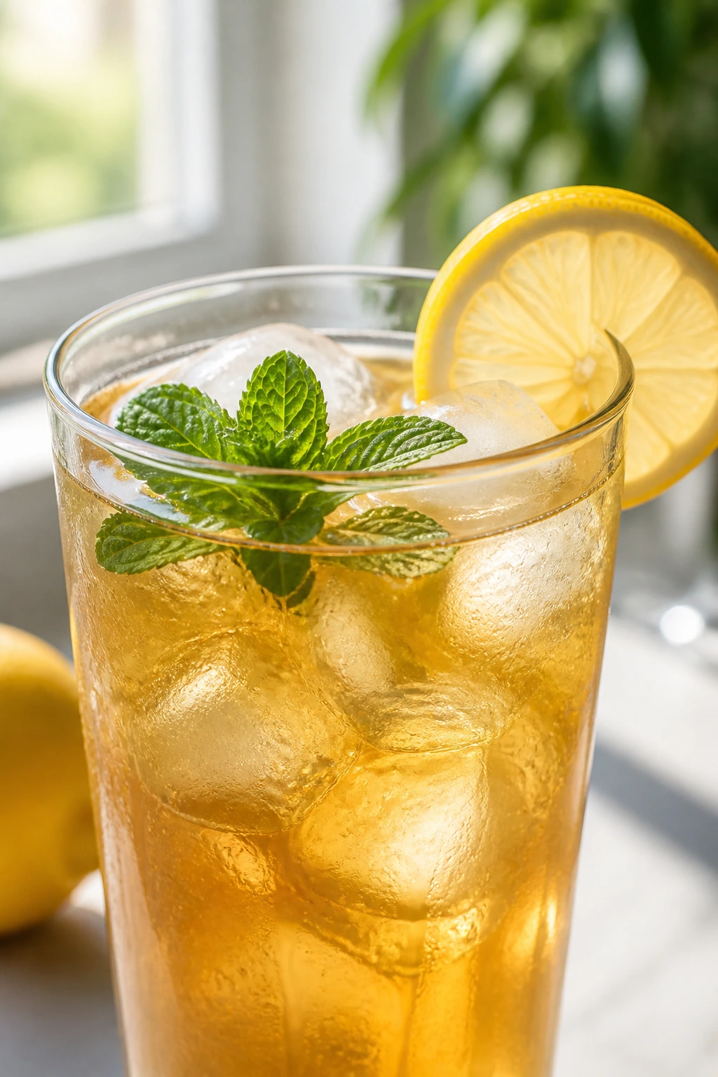 Iced tea glass with mint and lemon, illustrating variations still tasting like iced tea.