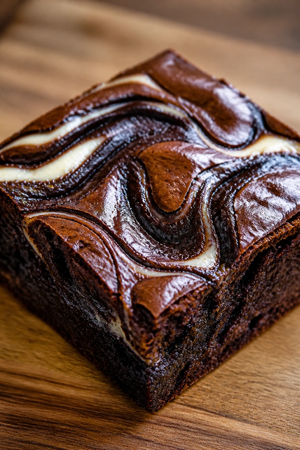 Close-up of mocha swirl brownie