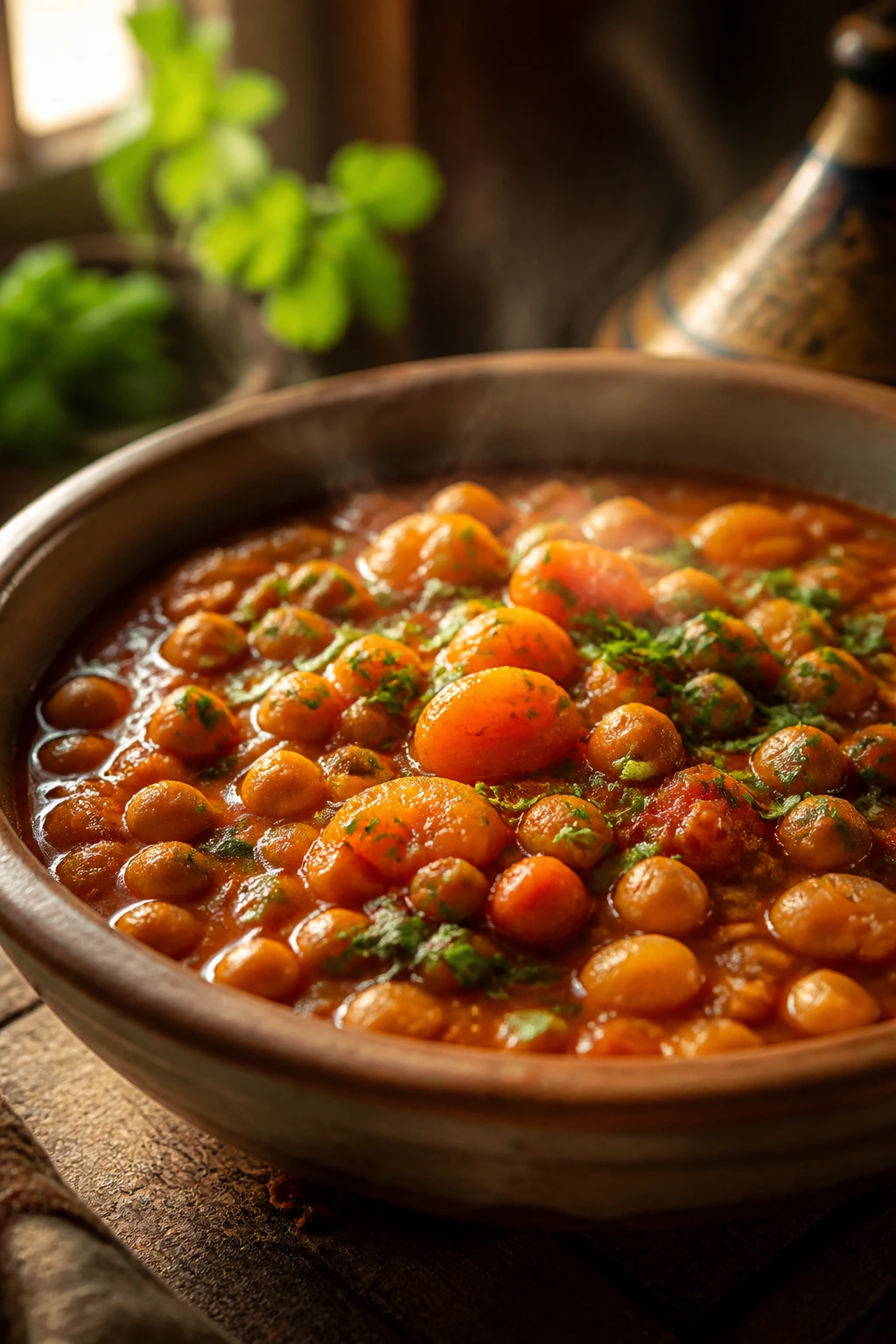 Vibrant Moroccan chickpea stew with apricots