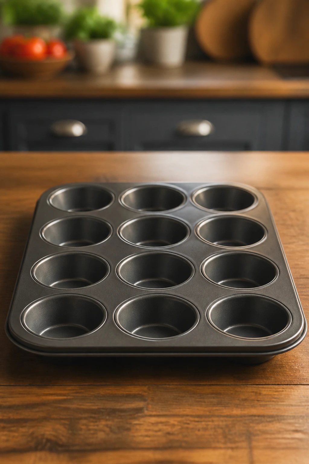 Close-up of a muffin tin on a kitchen counter