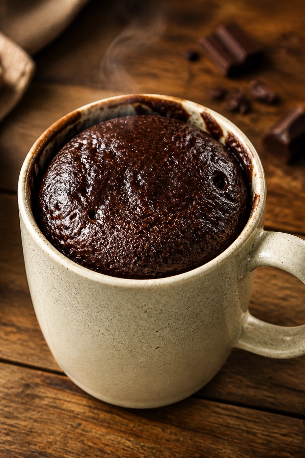 Mug cake in a ceramic mug illustrating variations and quick weeknight dessert.