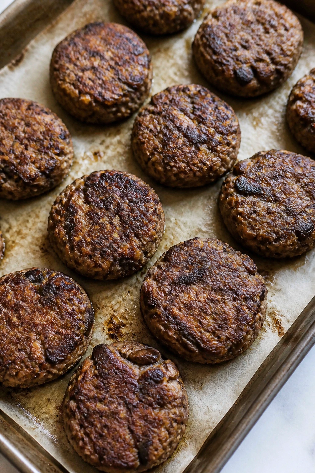 Close-up of mushroom miso veggie nuggets on parchment
