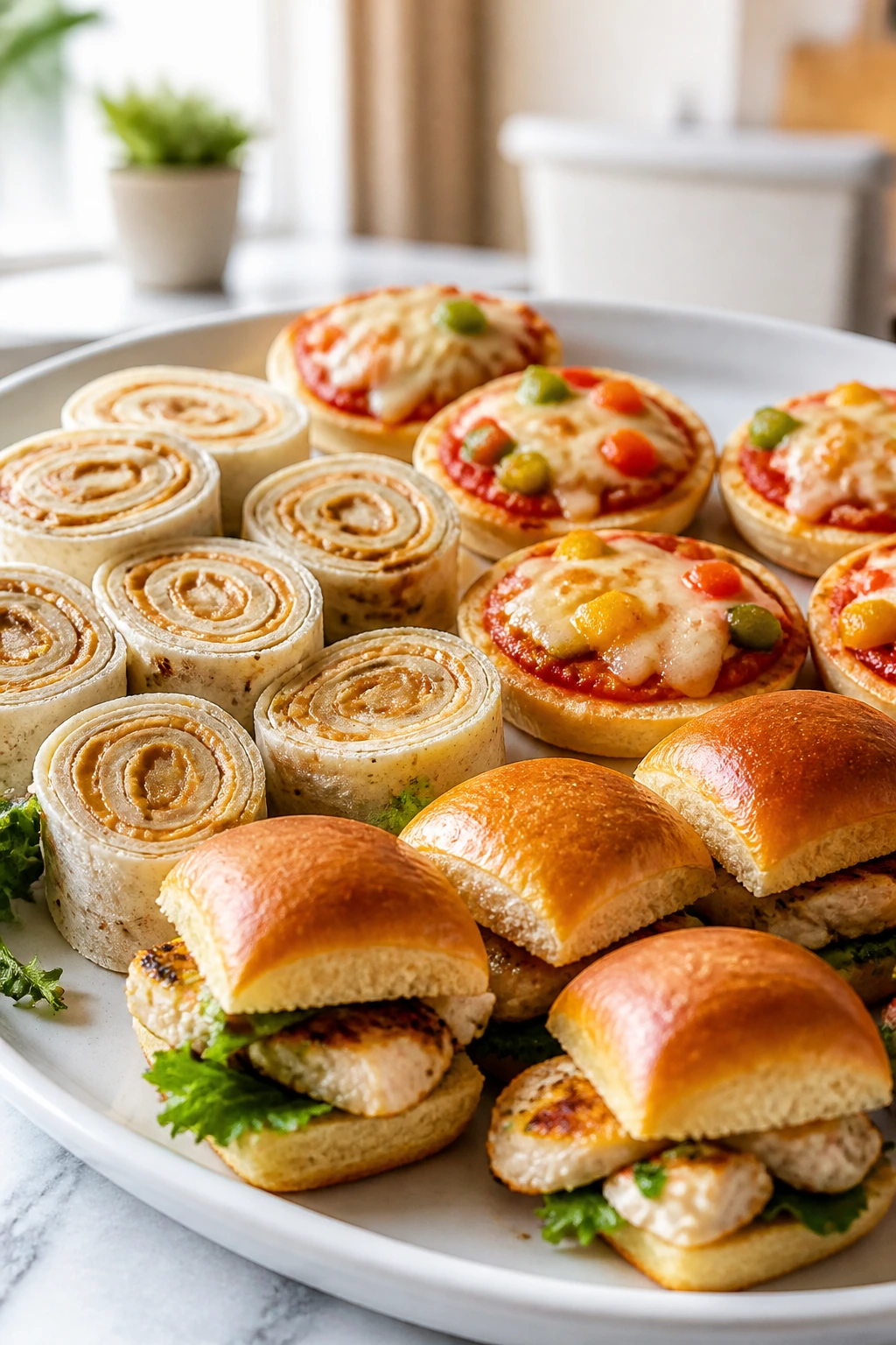 Snack plate with nut-free, gluten-free, and high-protein options for kids