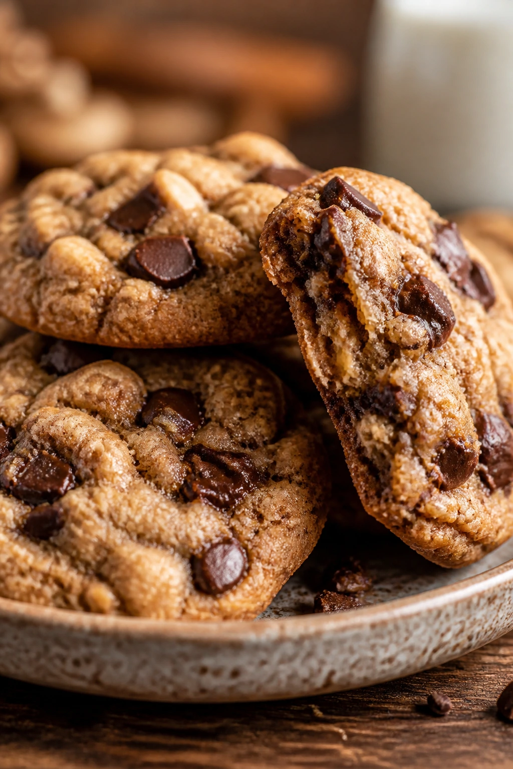 Chewy oatmeal chocolate chunk cookie close-up