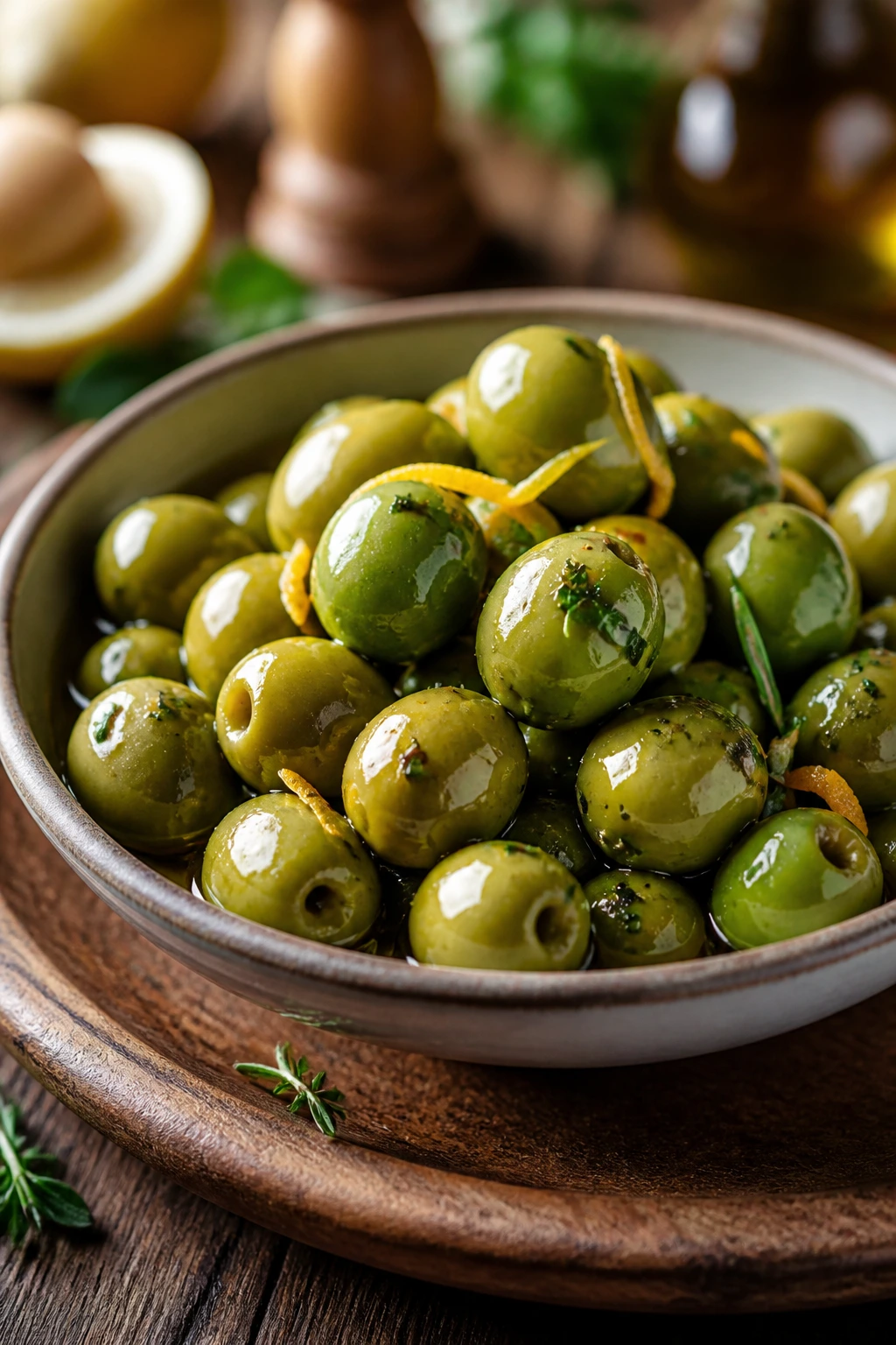 Marinated Castelvetrano olives with citrus and herbs