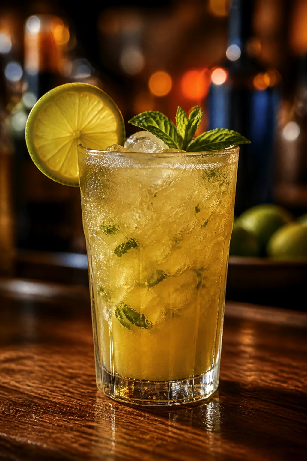 Close-up tropical cocktail inviting one more sip
