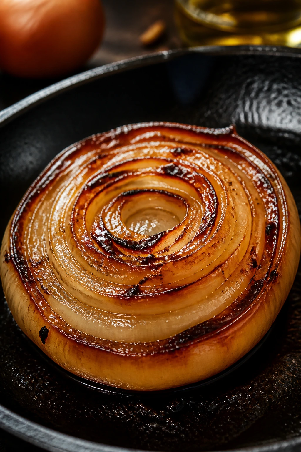 Caramelized onion browning in a skillet
