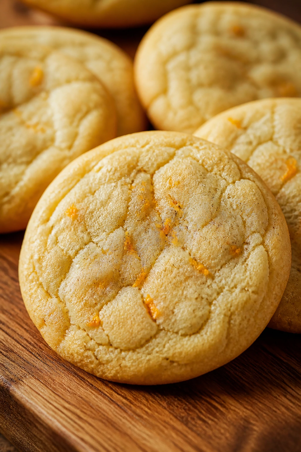 Close-up orange cardamom sugar cookie with zest specks