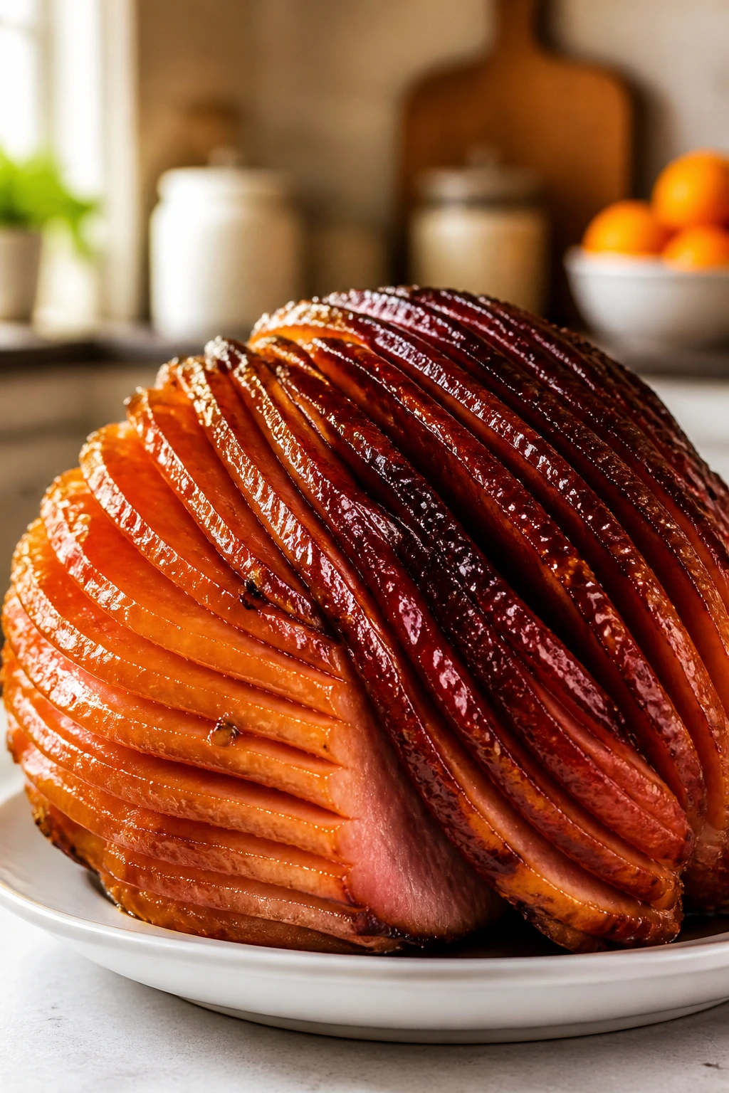 Ham plated with two glaze tones showing variations