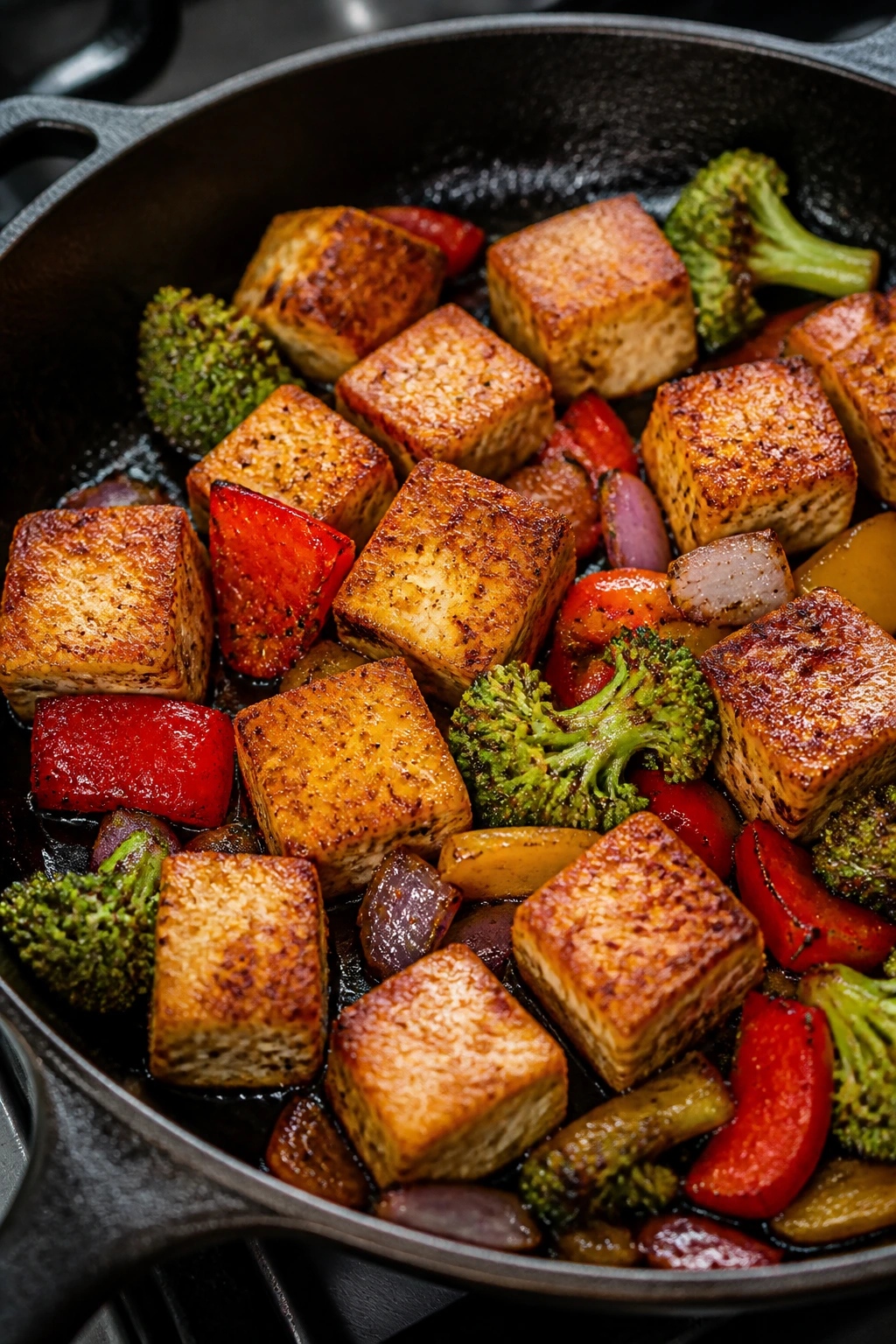 Close-up of sizzling crispy edges in a hot skillet