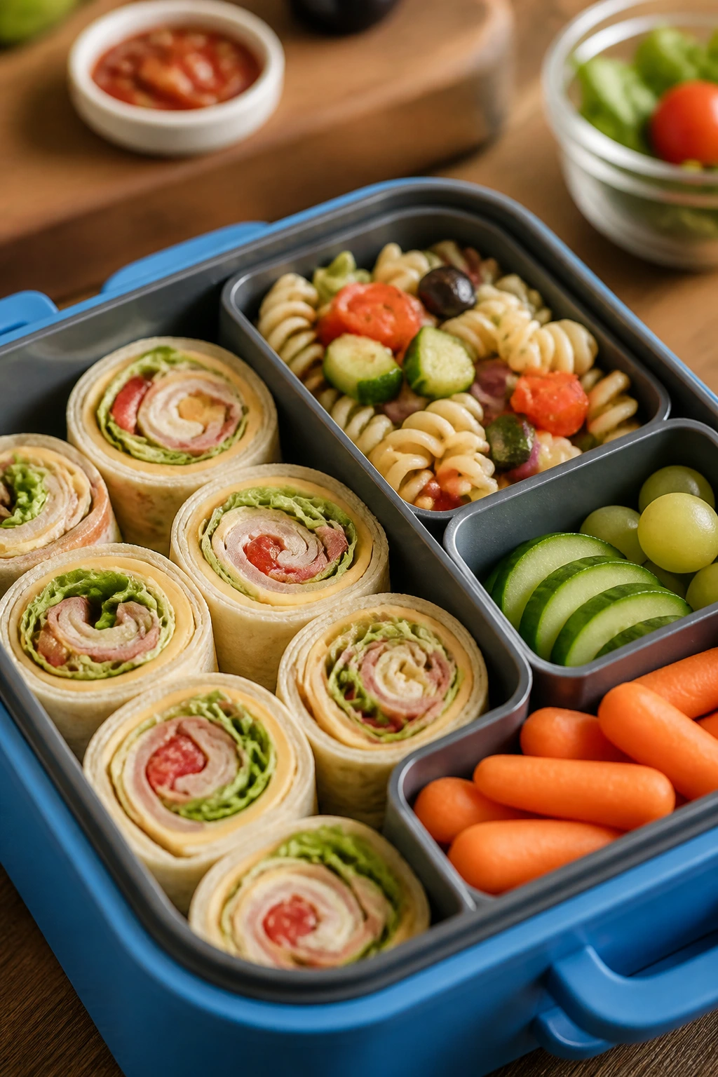 Close-up of a ready-to-go packed lunchbox