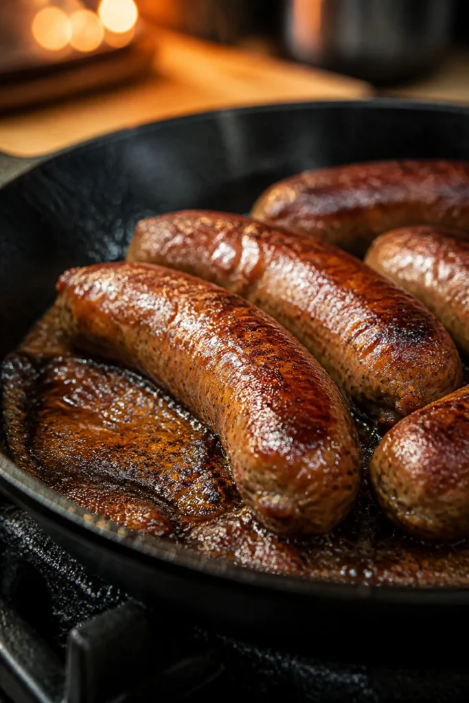 Crispy Pan Sausage with Brown Sugar Glaze