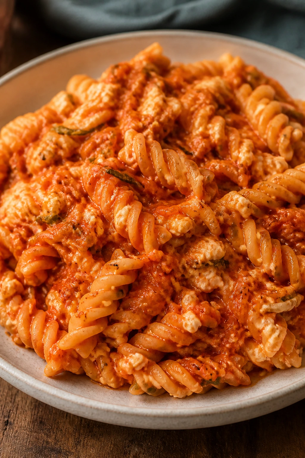 Pantry pasta with hidden veggies on a plate