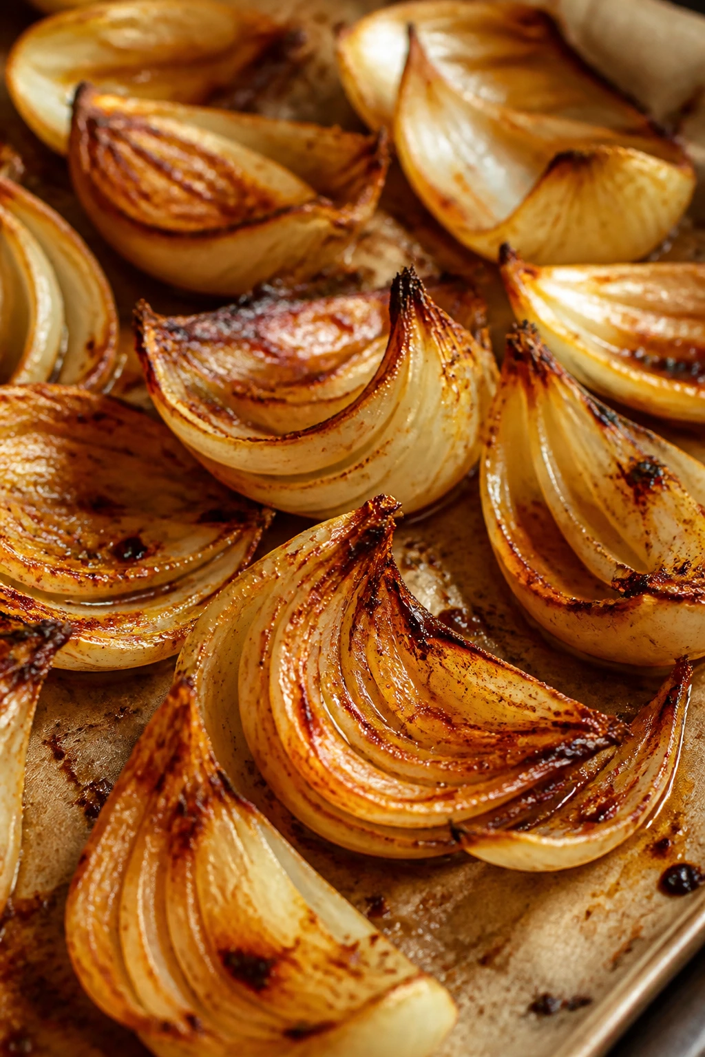 Paprika-spiced onion petals crisped and caramelized