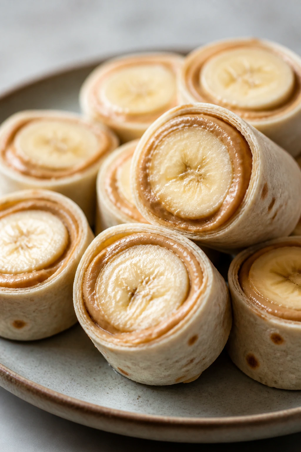 Roll-up tortillas with peanut butter banana slices