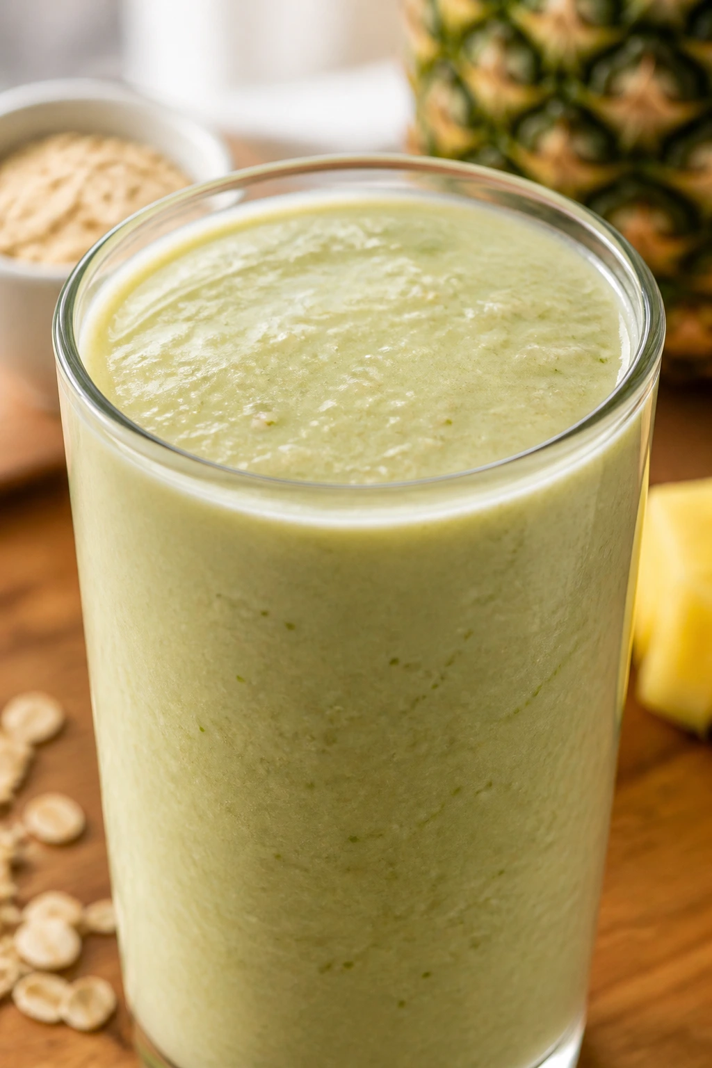 Pineapple Oat Breakfast smoothie in glass