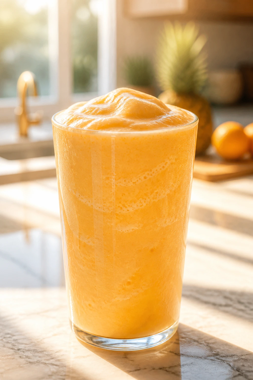 Orange Creamsicle-inspired Pineapple smoothie in glass