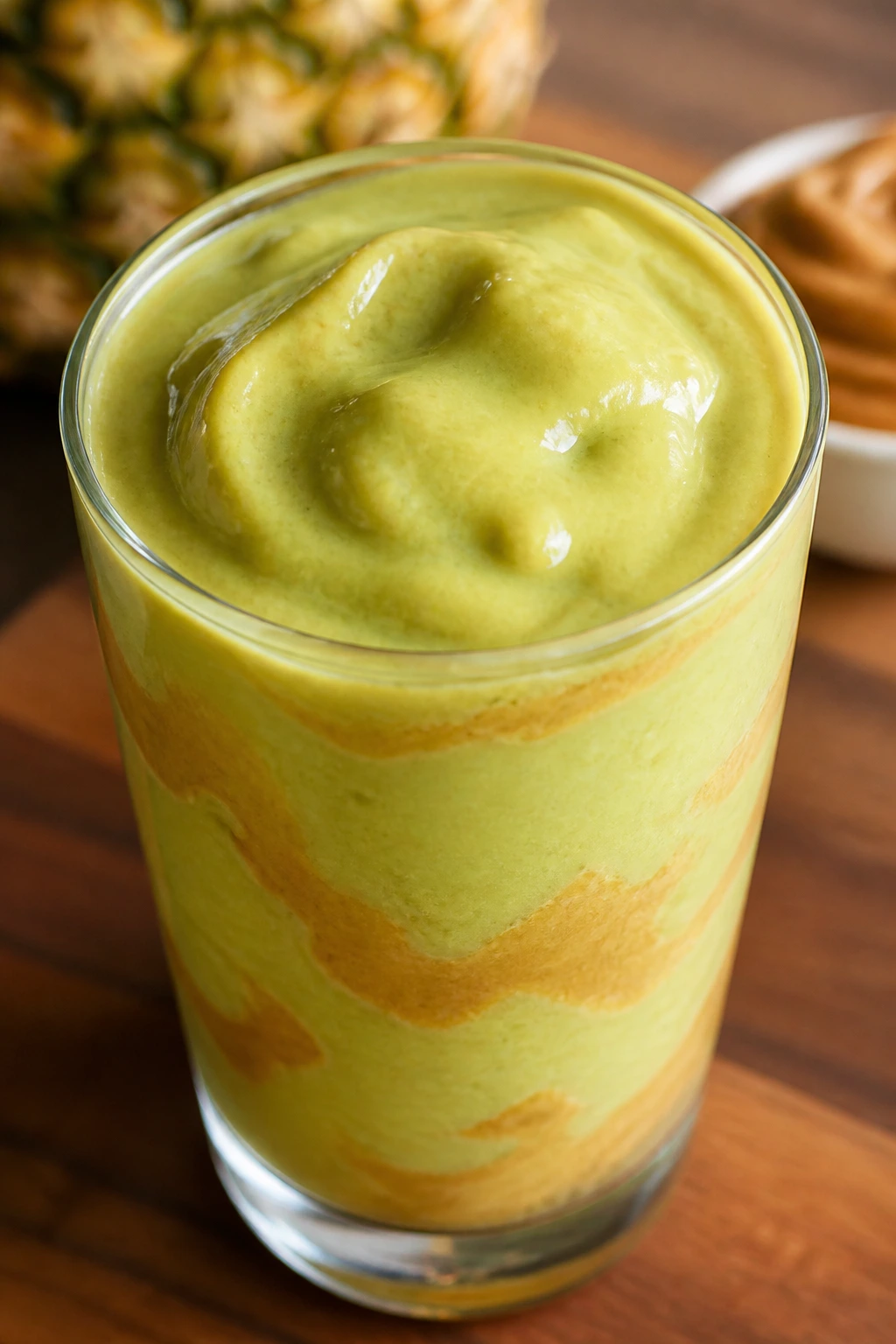 Thick Pineapple Peanut Butter Shake in glass