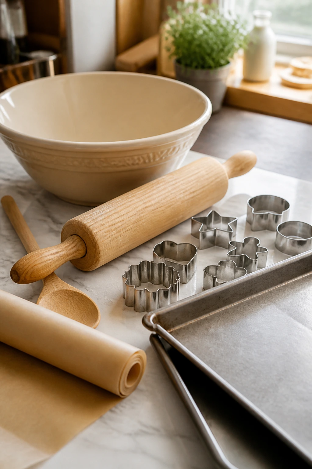 Essential pizza-making tools on a kitchen counter
