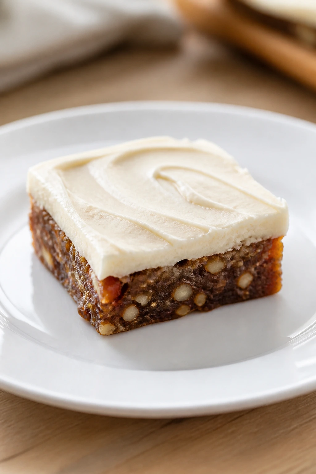 Frosted bar square plated simply on a white plate