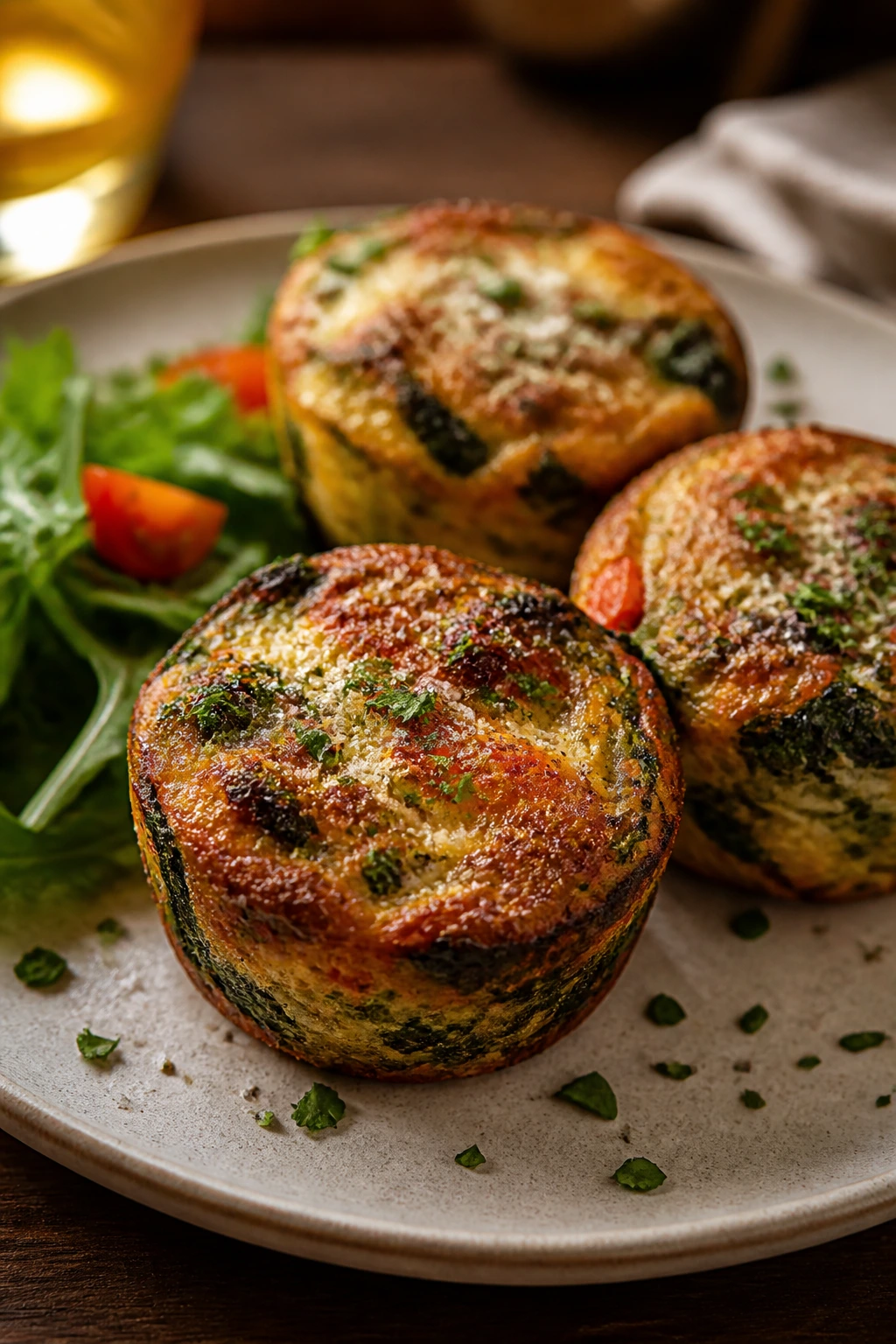 Plate with browned veggie cups ready to serve