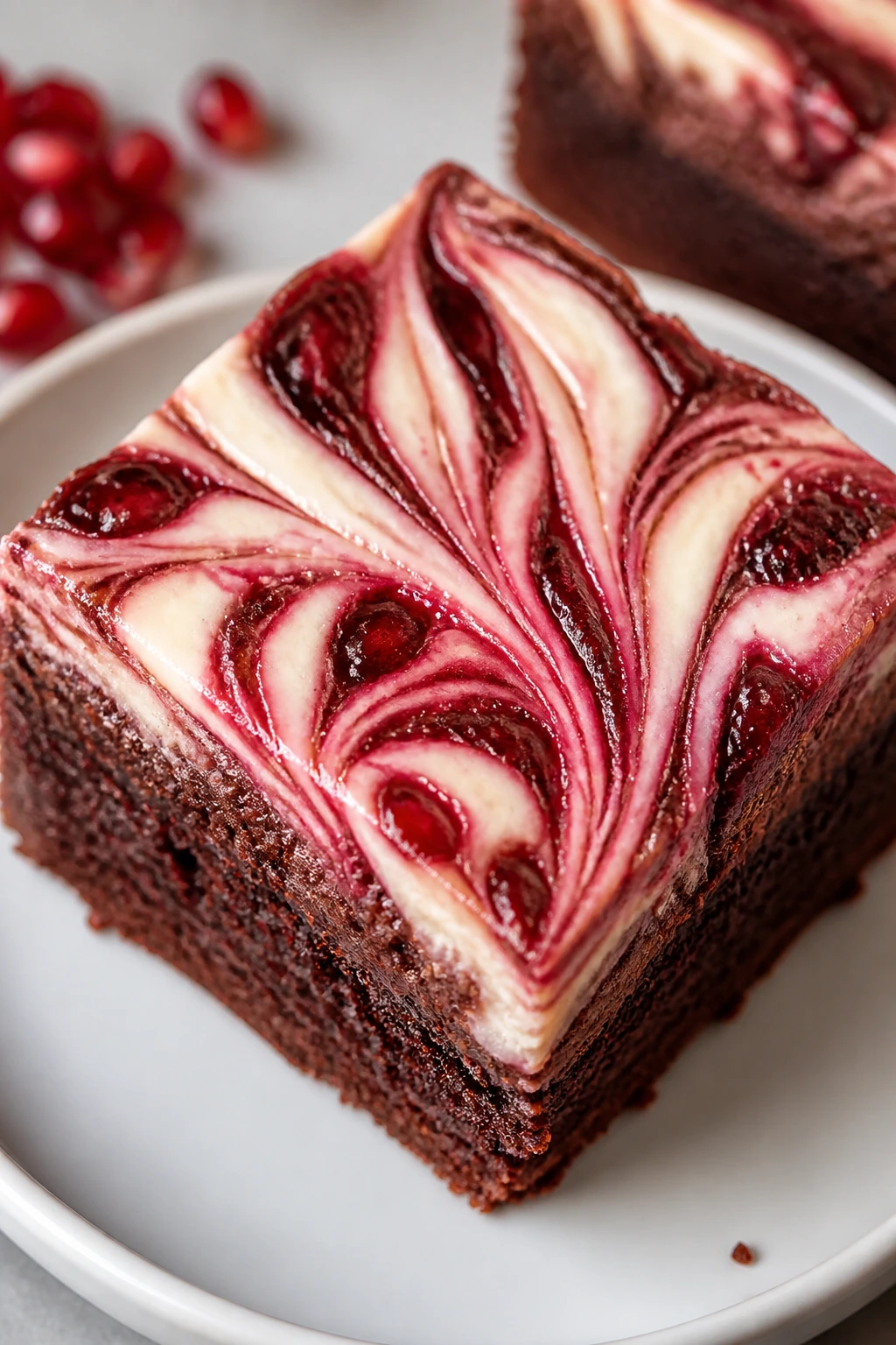 Pomegranate swirl brownie close-up