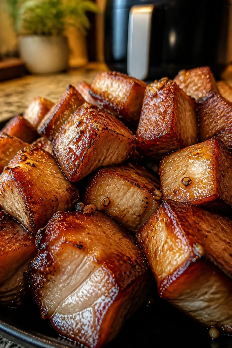 Crispy Air Fryer Pork with Brown Sugar Glaze