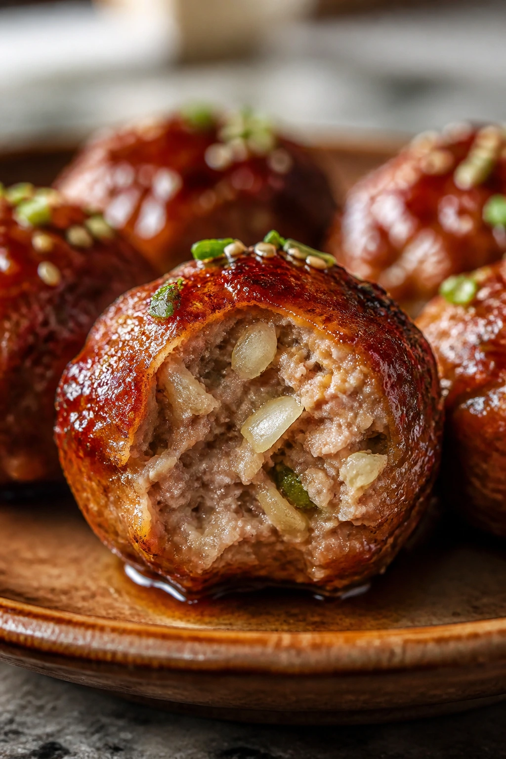 Close-up of Napa Cabbage Pork Meatball showing cabbage inside