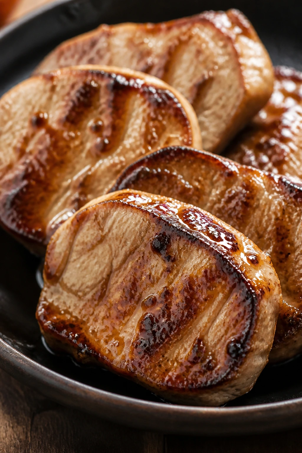 Pork tenderloin medallions with teriyaki glaze
