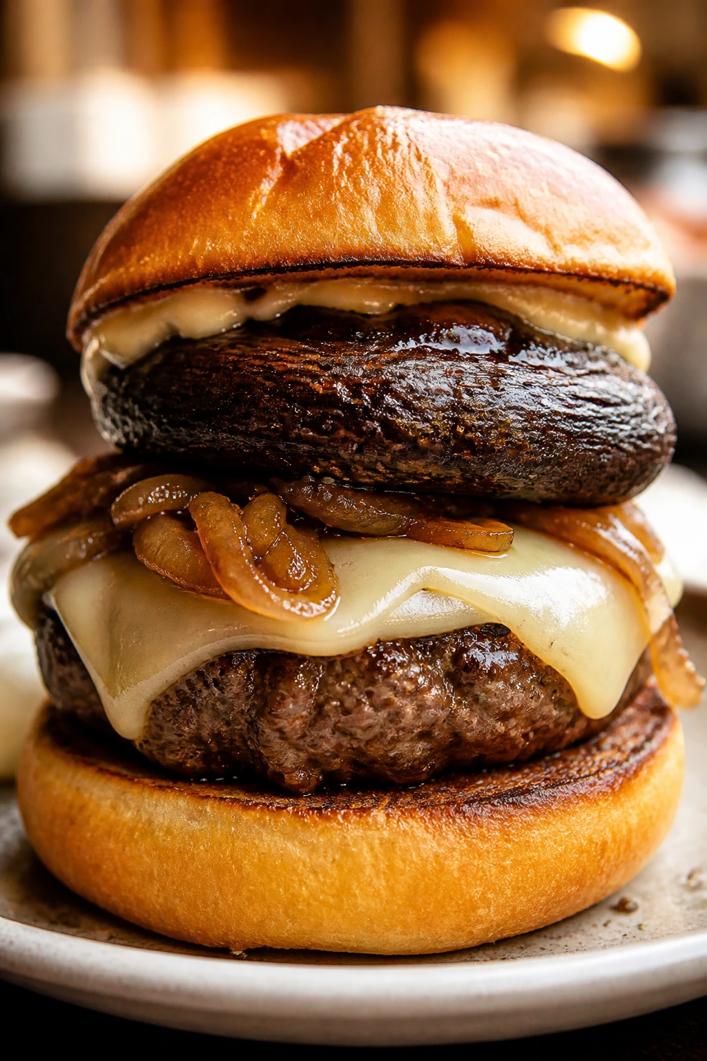 Portobello Burger with steakhouse double stack