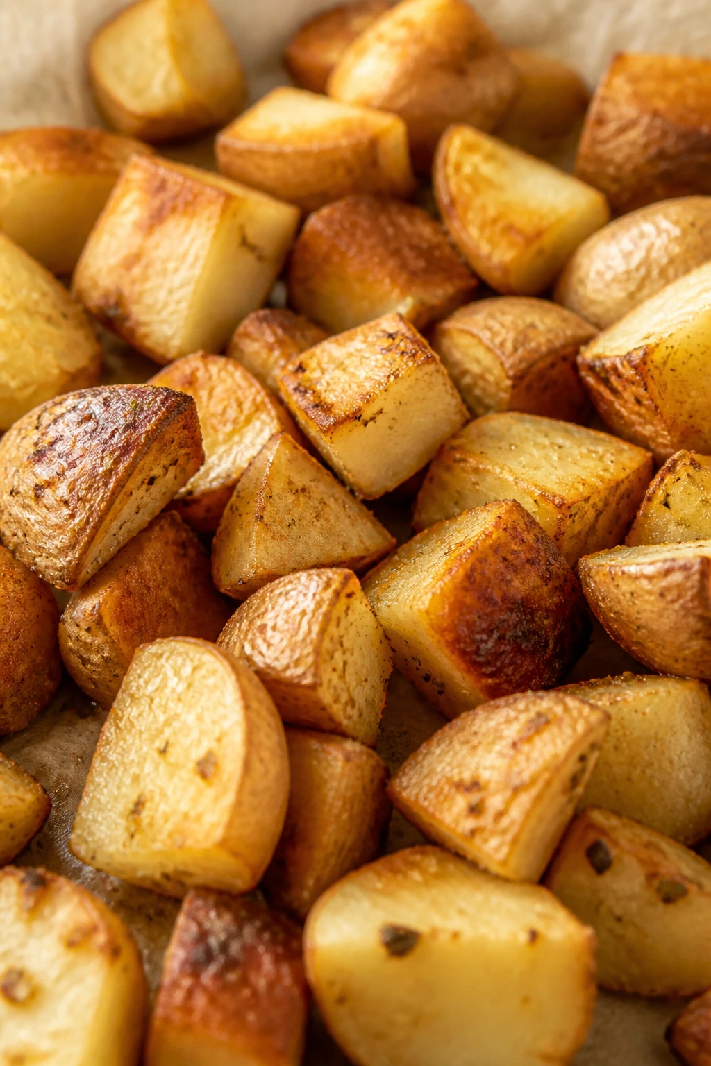 Crispy potato wedges filling a plate on a kitchen counter