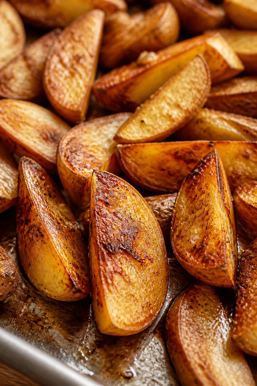 Crispy five-spice roasted potatoes close-up