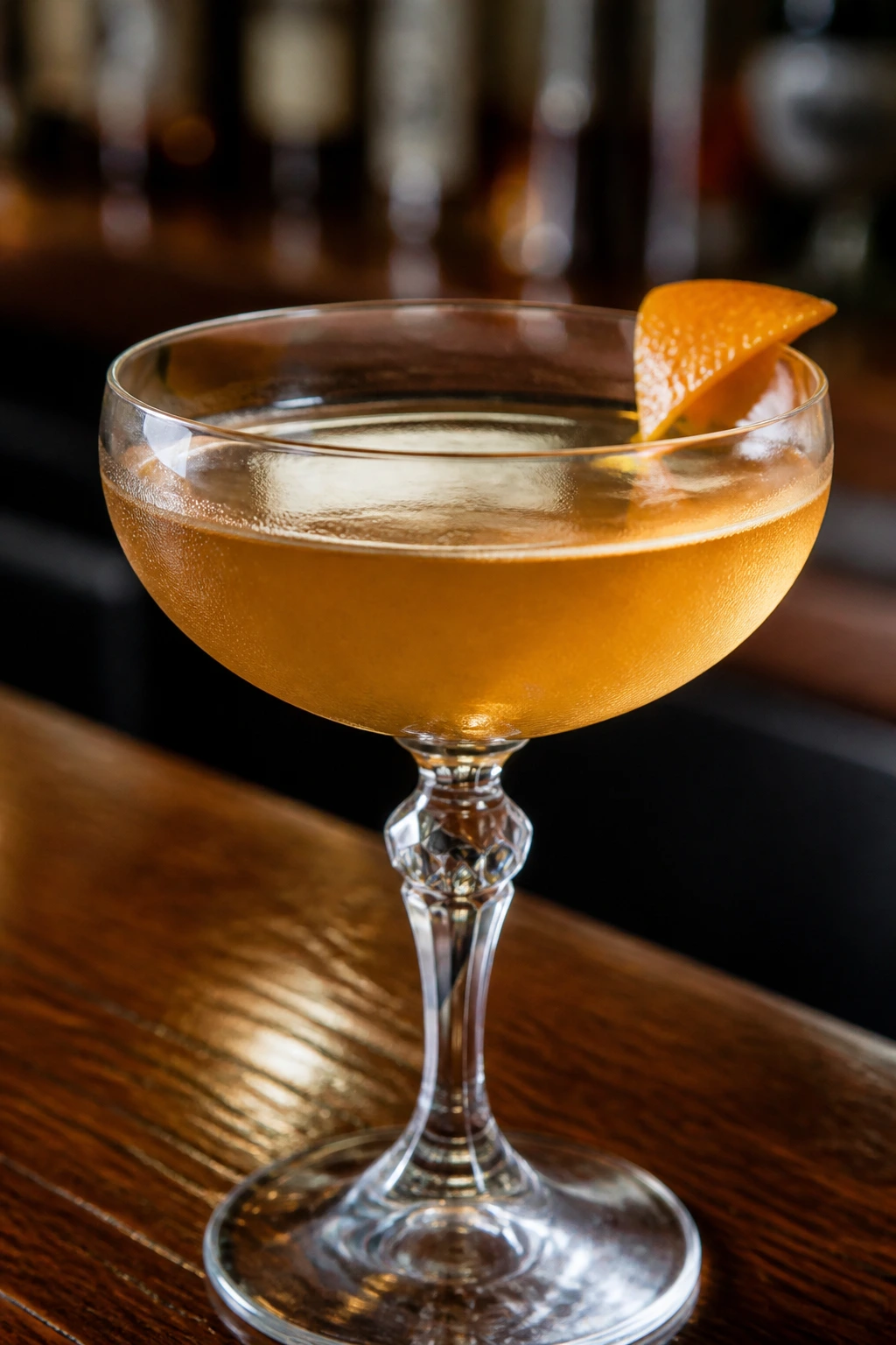 El Presidente cocktail in a chilled coupe with orange twist