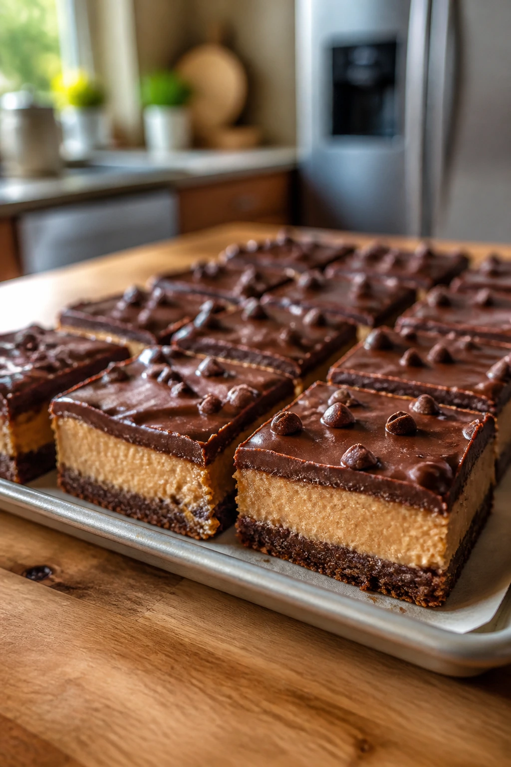 Close-up of protein bars on a storage tray in a kitchen