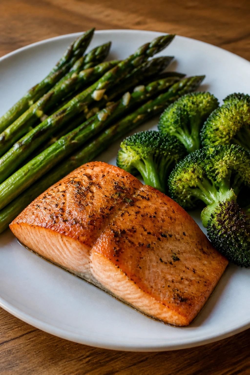 Plate showing protein with two vegetables for a balanced clean-eating meal