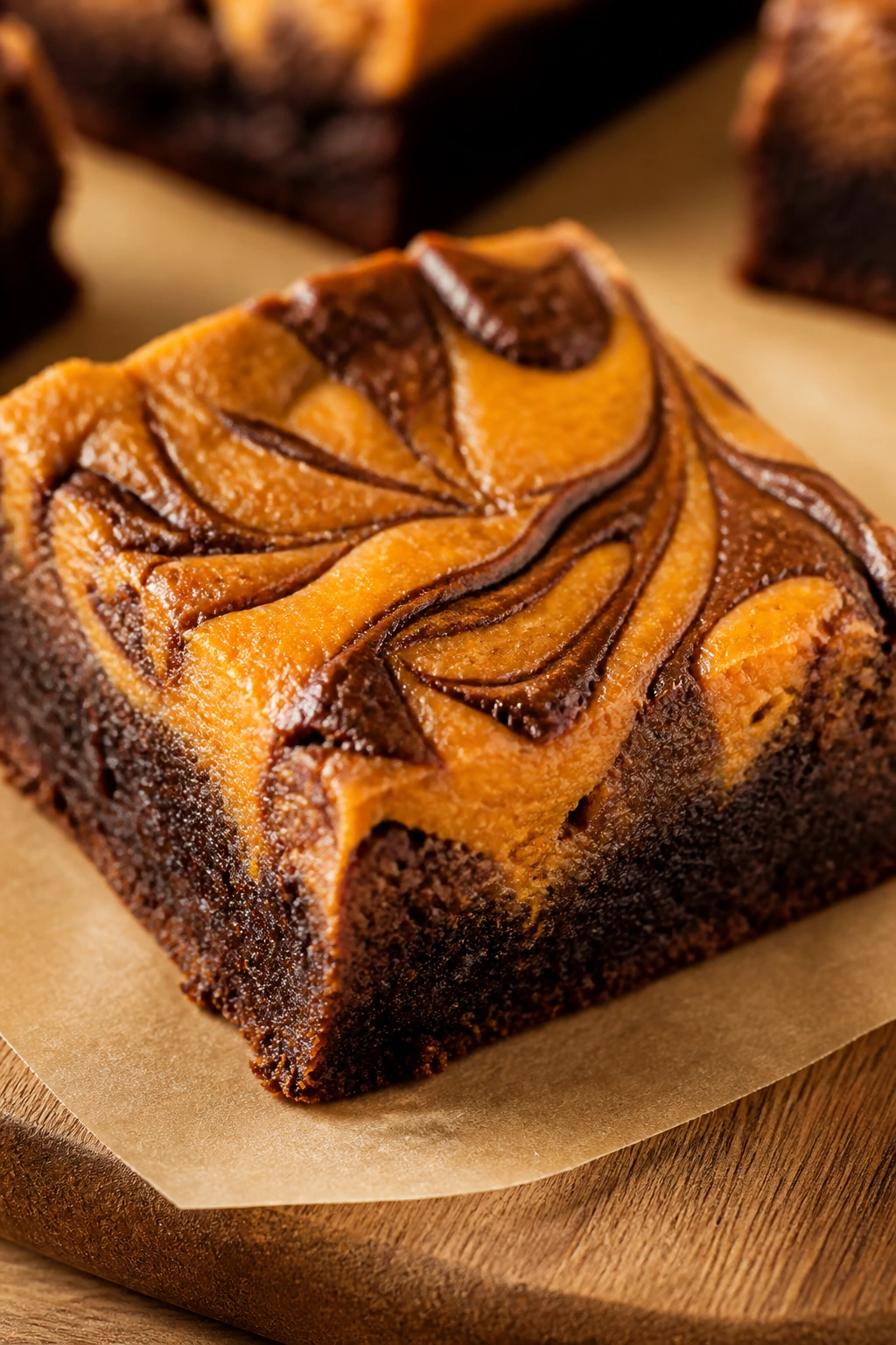 Brownie with pumpkin swirl from box-mix style