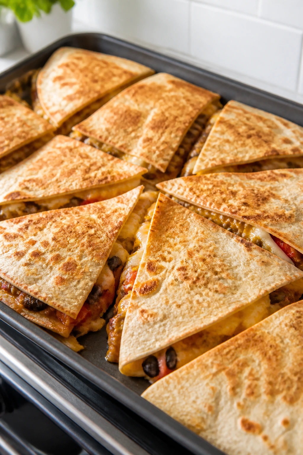 Quesadilla wedges on sheet pan