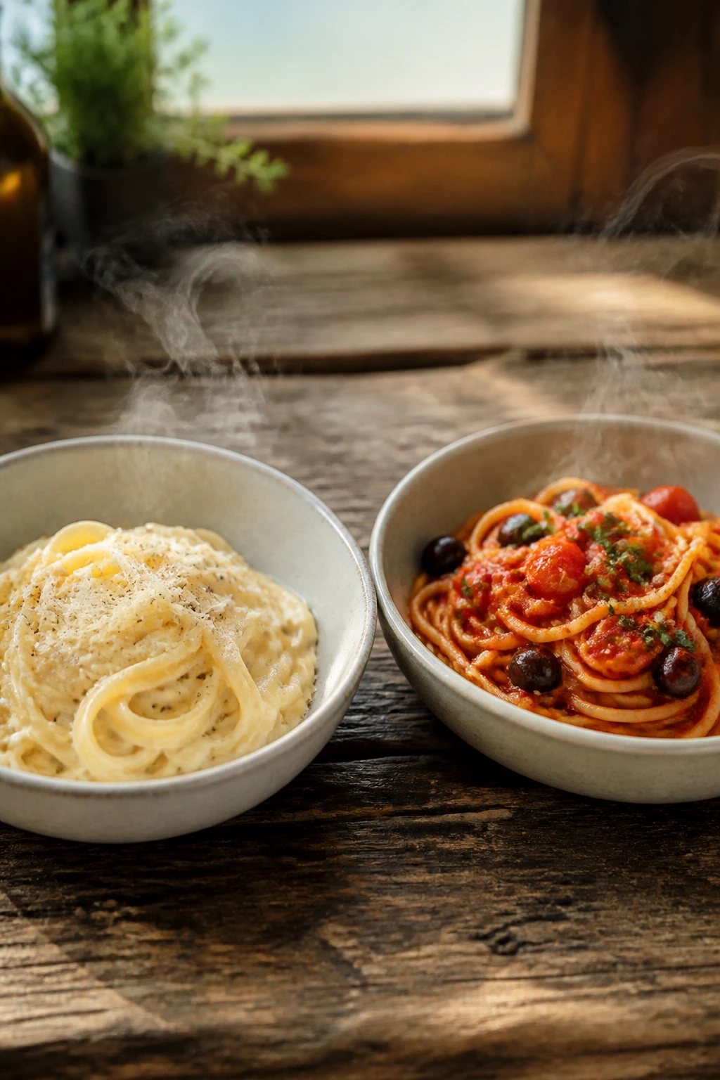 Two regional Italian bowls showing North and South styles side by side.